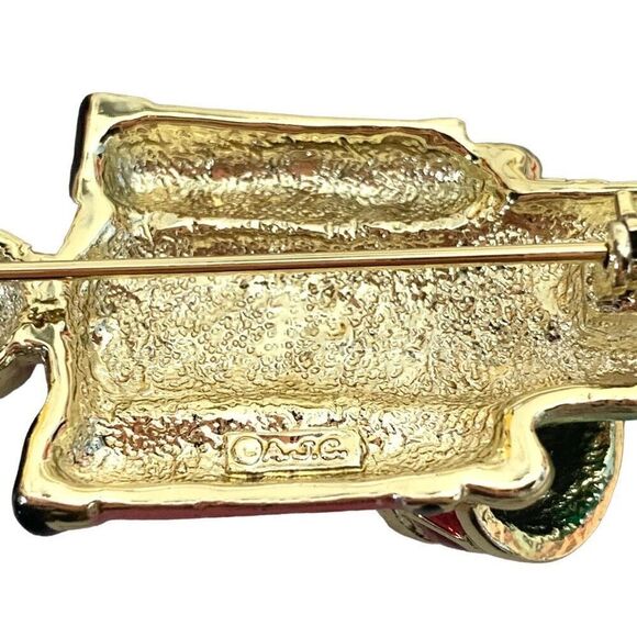 Vintage Signed AJC 3" Enamel Toy Soldier Nutcracker Drummer Christmas Brooch - Picture 5 of 6